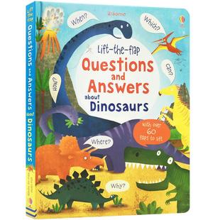 英文原版 Questions and Answers about Dinosaurs亲子阅读关于恐龙的问答翻翻书Usborne儿童科普百科知识书籍