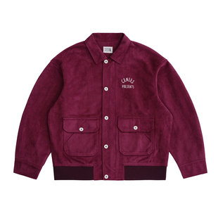 CENLES SS26 美式复古麂皮夹克男 宽松老钱风翻领休闲短外套