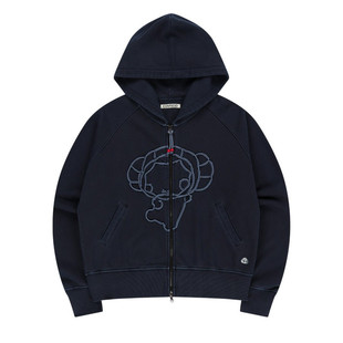 eihey诶嘿春季新款复古百搭休闲卡通拉链显瘦连帽卫衣外套上衣女