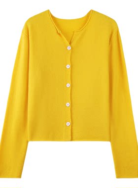 思诺芙德圆V领羊毛衫薄开衫