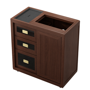 实木中式移动茶桌家用小茶台客厅茶车阳台茶几柜烧水壶一体茶水柜