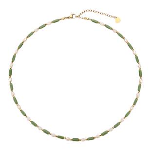 Social Talent桑蕾浮光春晓天然石串珠项链抹茶小奶绿春夏新款