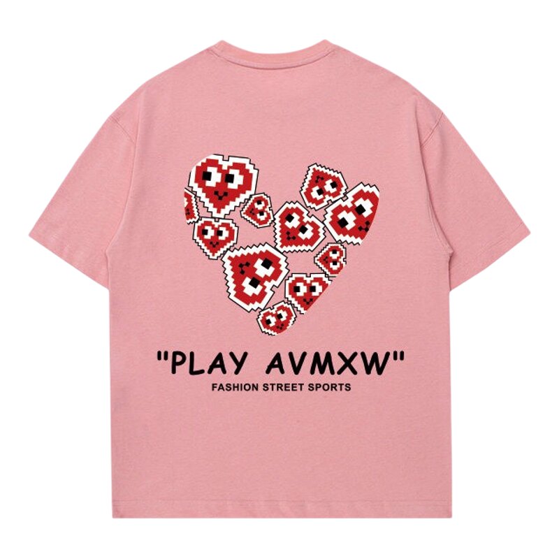 PLAYAVMXW纯棉t爱心刺绣T恤男女