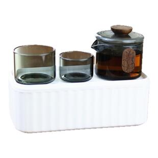 小号120ml手抓壶 一壶两杯便携旅行茶具耐热玻璃快客杯防烫泡茶碗