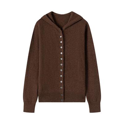 N°28牦牛绒连帽针织开衫女早秋2025新款宽松慵懒高级感毛衣外套