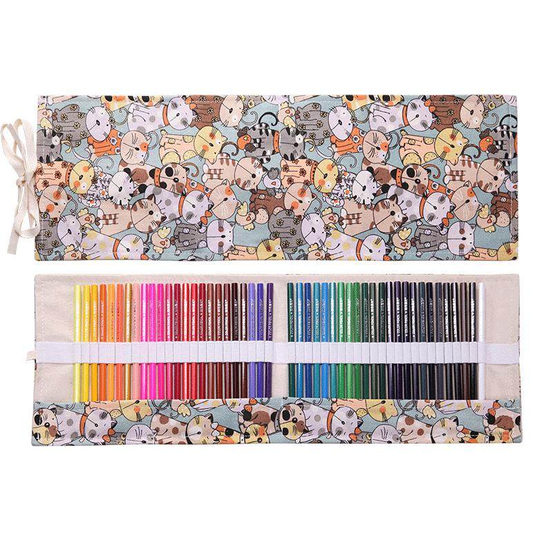 大容量素描多功能帆布卷笔袋