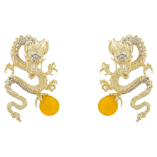 金龙戏珠2025龙年耳环中国风高级感设计耳钉本命年耳夹无耳洞耳饰