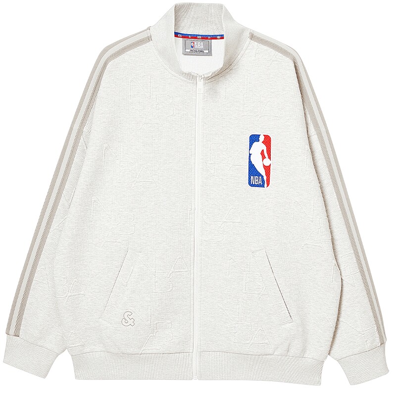 杰克琼斯奥特莱斯NBA联名款男装卫衣春秋季提花宽松立领开衫外套