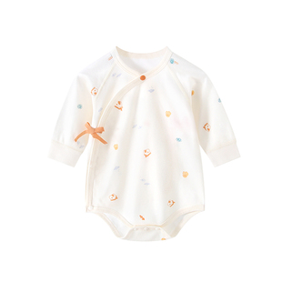 新生儿包屁衣春秋季0-6个月宝宝衣服3纯棉婴儿连体衣绑带三角哈衣