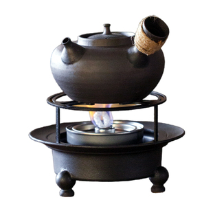 觅白摹古三足煮茶炉酒精罐温茶陶瓷铁艺砂铫套组烧水加热明火蜡烛