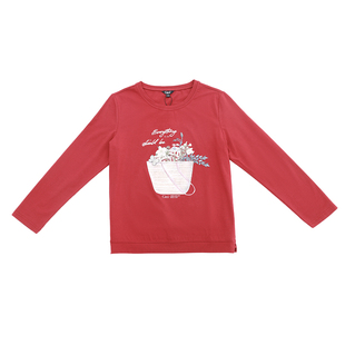 Gitti/吉蒂花卉字母立体刺绣T恤女棉莫代尔亲肤舒适上衣G255530