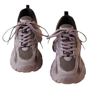 达芙妮老爹鞋女紫色爆款女鞋2025新款春季厚底增高百搭休闲运动鞋