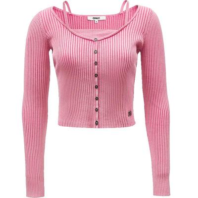 【ONLY奥莱】秋冬时尚百搭设计感螺纹修身假两件针织衫女