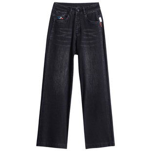 美国texwood苹果牌牛仔裤女阔腿裤春秋季高腰宽松直筒阔脚裤女款