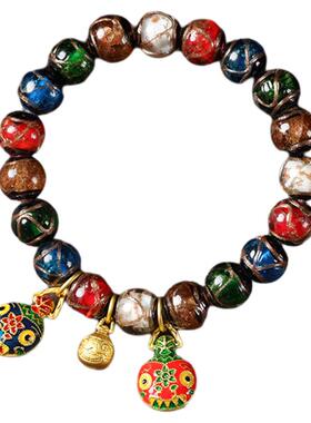 龙虎山发货香灰琉璃珠手串吞金兽手链女本命年十全十美招财手串