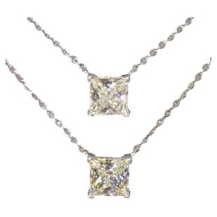 纯银S925雷恩切冰花小方钻项链吊坠女2025新款轻奢高碳钻仿真钻石