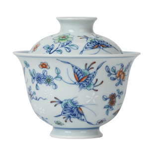 景德镇陶瓷壶承层中式青花养壶干泡茶托盘茶具配件釉下青花蝶恋