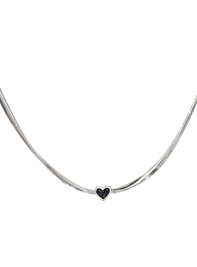 双层黑色爱心冷淡风蛇骨链个性