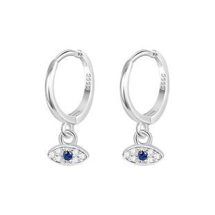 999纯银耳圈恶魔之眼耳钉女小众设计感独特耳环个性ins风高级耳饰