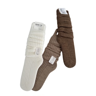 秋冬过膝堆堆袜子女长筒大腿温暖袜套显瘦竖条慵懒高筒袜套穿搭