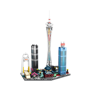 儿童益智拼装积木城市地标建筑北京街景玩具上海模型男孩拼图礼物