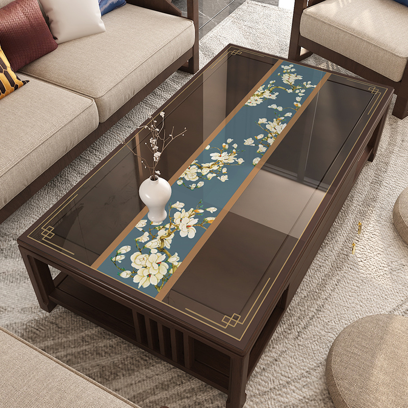 新中式茶几垫防烫耐高温透明软玻璃桌垫电视柜垫桌布防水防油免洗