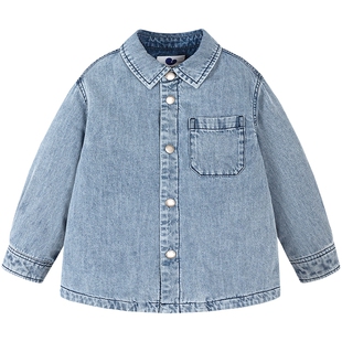 [真心绒]迷你巴拉巴拉男童羽绒服儿童牛仔衬衫宝宝外套  冬新品