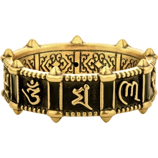 MONOLOGUE独白北纬三十度古中国六字箴言复古黄金戒指MR1533礼物