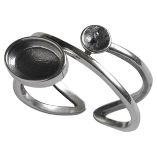 燕子家复古多石位银戒指空托小众diy纯银精工戒指托6*8mm配件