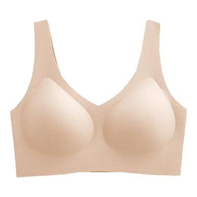 无痕内衣女大胸显小大码聚拢固定杯一体美背无钢圈背心式文胸薄款