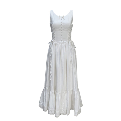 复古法式度假连衣裙小白裙