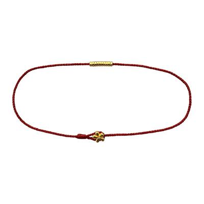 足金999五瓣花纯手工编织红绳