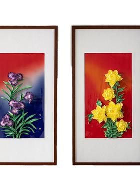 夫己纯手工陶瓷和融共美套组壁画中式客厅玄关餐厅卧室文艺壁画