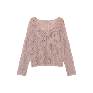 米米子微胖大码胖mm“晴的间奏曲”镂空罩衫甜美拉链长袖毛衣女秋