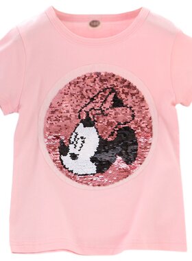 女童纯棉卡通变色短袖
