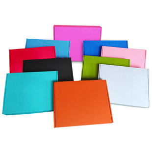 彩色飞机盒纸箱扁盒子黑色定做服装包装盒白色批发粉色红蓝快递盒