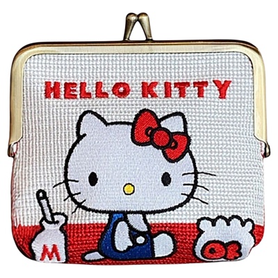 日系卡通猫咪刺绣口金包手拿包