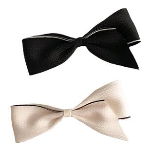 现货 Sunup_Q 韩国 ins 优雅名媛 小香风蝴蝶结边夹发夹鸭嘴夹