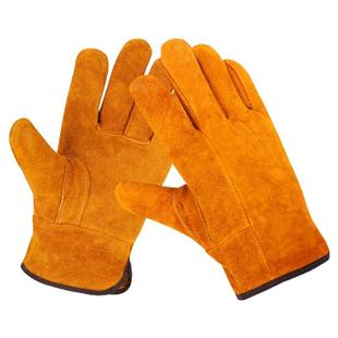焊工专用牛皮耐高温防烫柔软耐磨劳保电焊手套短款软牛皮防护手套
