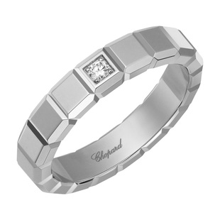 明星同款Chopard萧邦小冰块宽版半钻情侣戒指生日礼物送女友