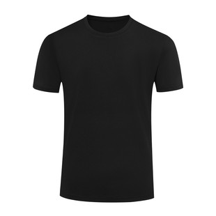 纯棉餐饮工作服短袖女男夏季饭店服务员奶茶火锅黑色圆领t恤定制