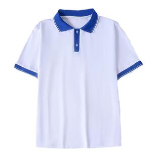高中学生校服上衣开学季班服学院风中学生团体男女装黑边翻领短袖
