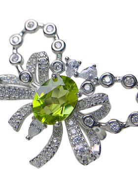 天然橄榄石戒指6乘8蝴蝶款