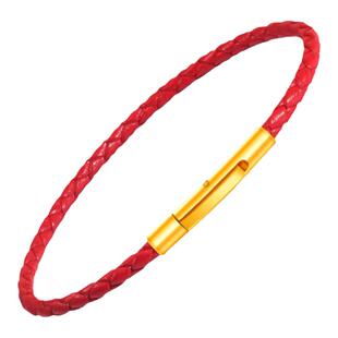 替换周家牛皮绳手链可穿黄金3d转运珠手绳情侣红绳防水本命年龙绳