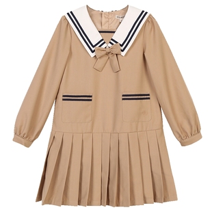 IVY HOUSE常春藤儿童装女童连衣裙秋季款 海军领梭织百褶裙连衣裙