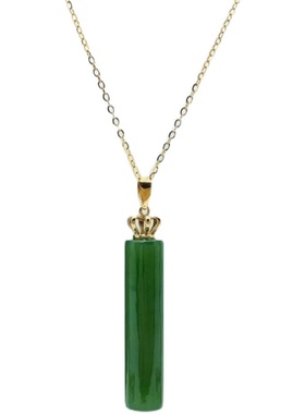 圆柱翡翠玫瑰金镶玉石挂件项链坠