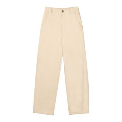 solighter高腰白色香蕉裤牛仔裤