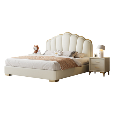 晨巢实木软包奶油贝壳床