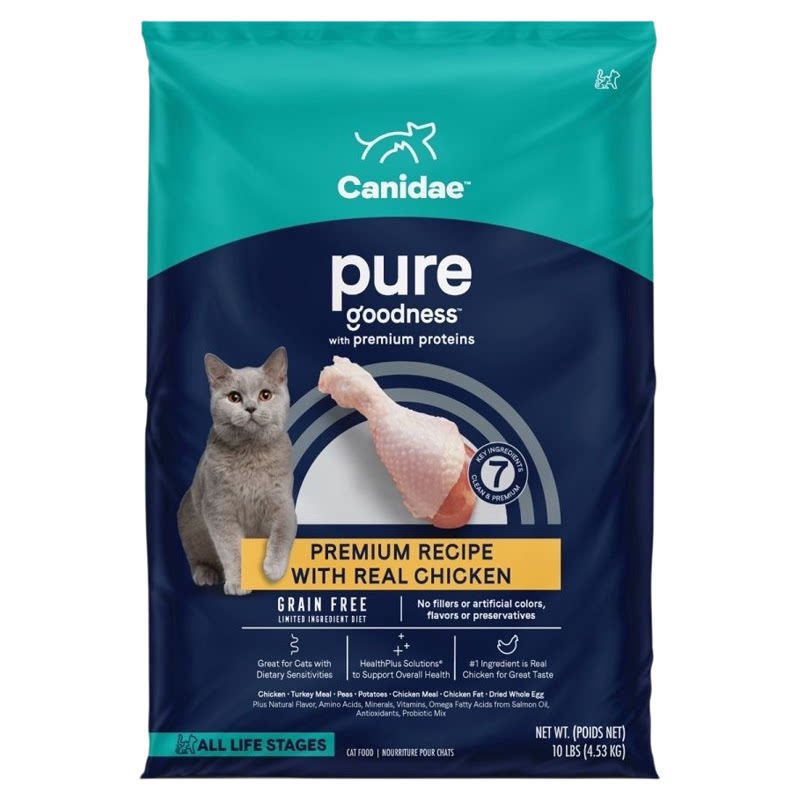 CANIDAE卡比进口高蛋白无谷鸡肉吞拿鱼猫粮4.5kg美国10磅全期