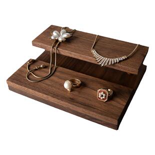 木质饰品陈列道具珠宝托盘耳环项链手镯阶梯展示架首饰实木底座